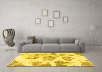 Machine Washable Abstract Yellow Modern Rug, wshabs958yw