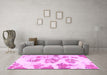 Machine Washable Abstract Pink Modern Rug in a Living Room, wshabs958pnk