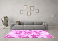 Machine Washable Abstract Pink Modern Rug, wshabs958pnk