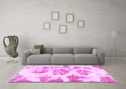 Machine Washable Abstract Pink Modern Rug in a Living Room, wshabs958pnk