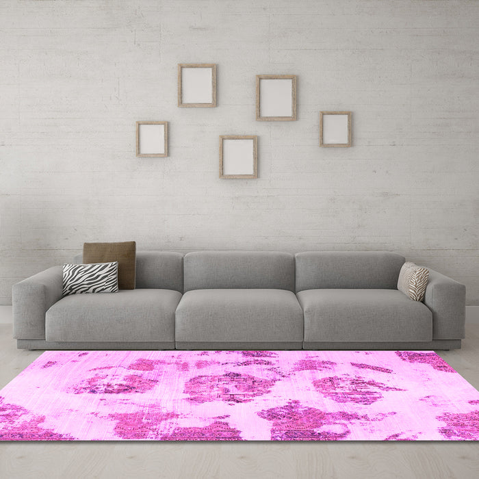 Machine Washable Abstract Pink Modern Rug in a Living Room, wshabs958pnk