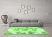 Machine Washable Abstract Green Modern Area Rugs in a Living Room,, wshabs958grn