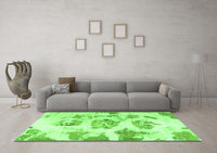 Machine Washable Abstract Green Modern Rug, wshabs958grn