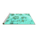 Sideview of Machine Washable Abstract Turquoise Modern Area Rugs, wshabs958turq