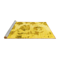 Sideview of Machine Washable Abstract Yellow Modern Rug, wshabs958yw