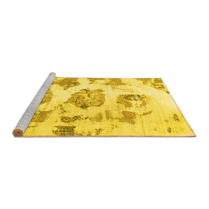 Sideview of Machine Washable Abstract Yellow Modern Rug, wshabs958yw