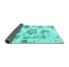 Sideview of Abstract Turquoise Modern Rug, abs958turq