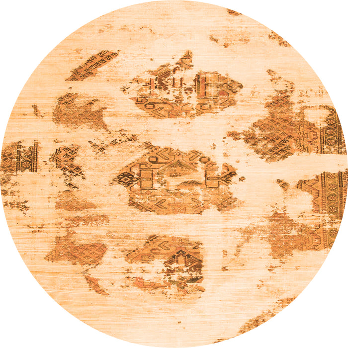 Round Machine Washable Abstract Orange Modern Area Rugs, wshabs958org