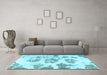 Machine Washable Abstract Light Blue Modern Rug in a Living Room, wshabs958lblu