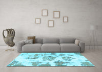 Machine Washable Abstract Light Blue Modern Rug, wshabs958lblu