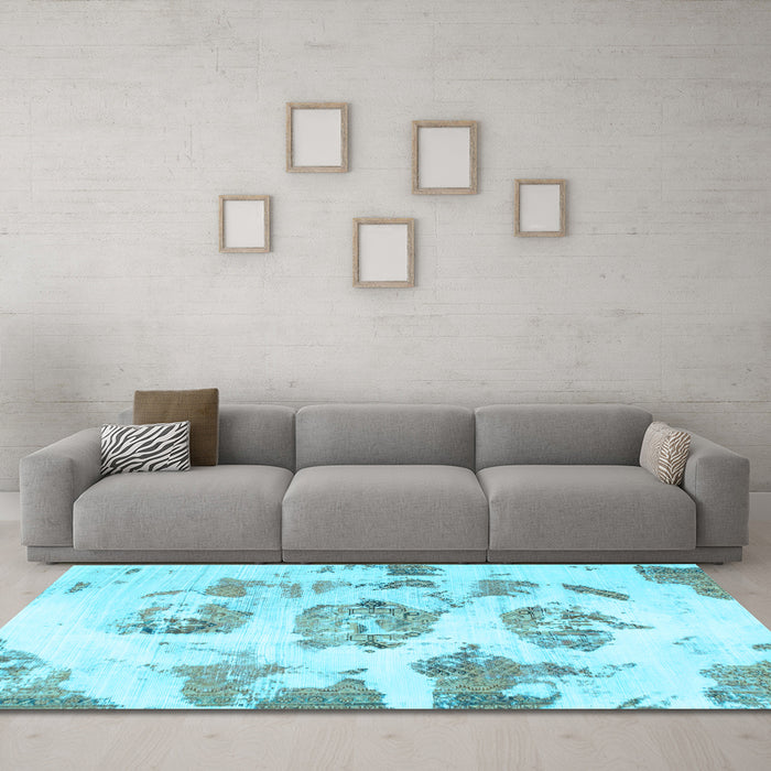 Machine Washable Abstract Light Blue Modern Rug in a Living Room, wshabs958lblu