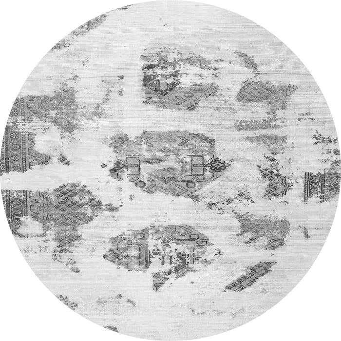 Round Machine Washable Abstract Gray Modern Rug, wshabs958gry