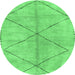 Round Abstract Emerald Green Modern Rug, abs959emgrn