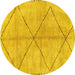 Round Abstract Yellow Modern Rug, abs959yw