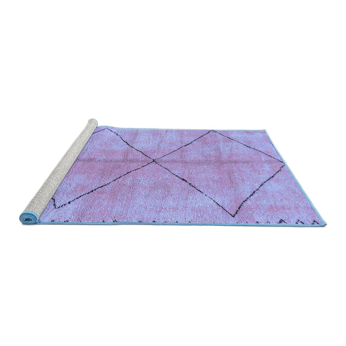 Sideview of Machine Washable Abstract Blue Modern Rug, wshabs959blu