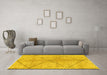 Machine Washable Abstract Yellow Modern Rug in a Living Room, wshabs959yw