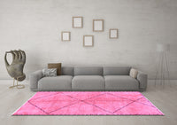 Machine Washable Abstract Pink Modern Rug, wshabs959pnk