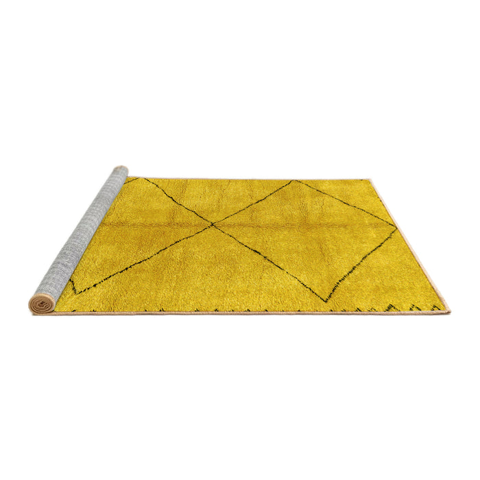 Sideview of Machine Washable Abstract Yellow Modern Rug, wshabs959yw