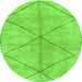 Round Machine Washable Abstract Green Modern Area Rugs, wshabs959grn