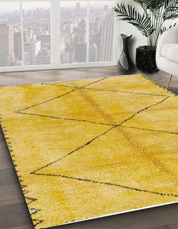 Machine Washable Abstract Orange Rug in a Family Room, wshabs959