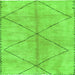 Square Machine Washable Abstract Green Modern Area Rugs, wshabs959grn