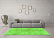 Machine Washable Abstract Green Modern Area Rugs in a Living Room,, wshabs959grn