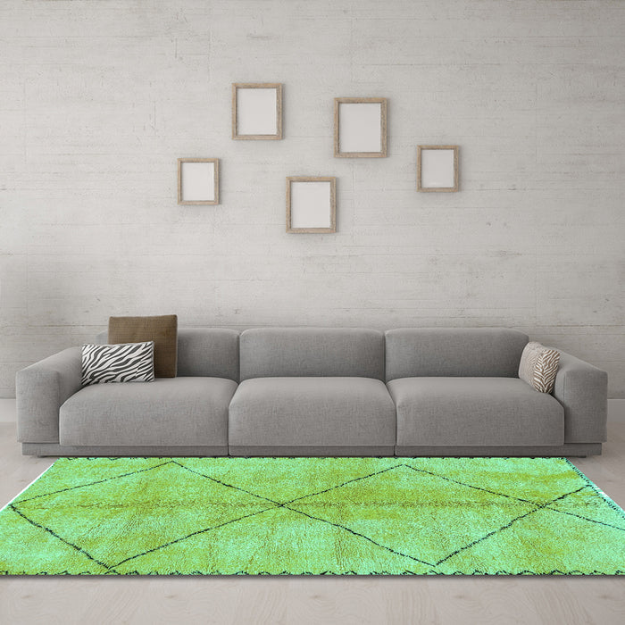 Machine Washable Abstract Turquoise Modern Area Rugs in a Living Room,, wshabs959turq