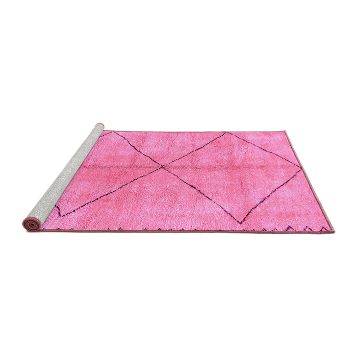 Sideview of Machine Washable Abstract Pink Modern Rug, wshabs959pnk