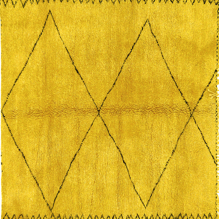 Square Machine Washable Abstract Yellow Modern Rug, wshabs959yw