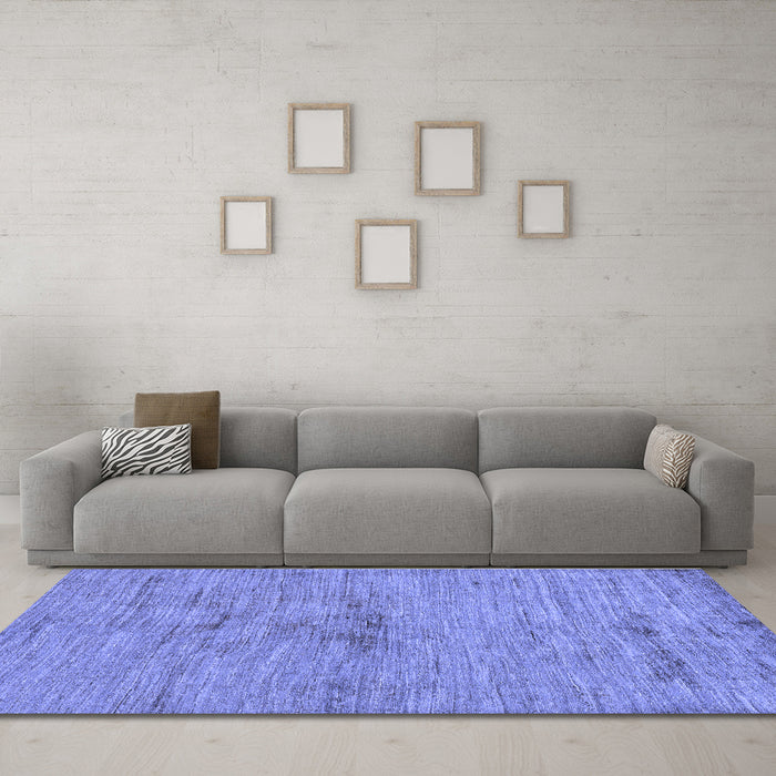 Machine Washable Abstract Blue Modern Rug in a Living Room, wshabs95blu