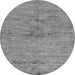 Round Machine Washable Abstract Gray Modern Rug, wshabs95gry