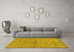 Machine Washable Abstract Yellow Modern Rug in a Living Room, wshabs95yw