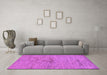 Machine Washable Abstract Purple Modern Area Rugs in a Living Room, wshabs95pur