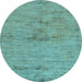 Round Machine Washable Abstract Light Blue Modern Rug, wshabs95lblu