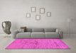 Machine Washable Abstract Pink Modern Rug in a Living Room, wshabs95pnk