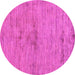 Round Machine Washable Abstract Pink Modern Rug, wshabs95pnk