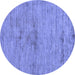 Round Abstract Blue Modern Rug, abs95blu