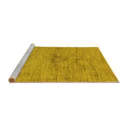 Sideview of Machine Washable Abstract Yellow Modern Rug, wshabs95yw