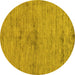 Round Abstract Yellow Modern Rug, abs95yw