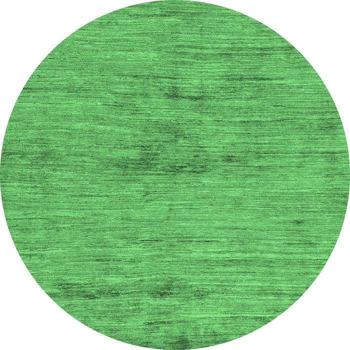 Round Machine Washable Abstract Emerald Green Modern Area Rugs, wshabs95emgrn