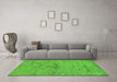 Machine Washable Abstract Green Modern Area Rugs in a Living Room,, wshabs95grn