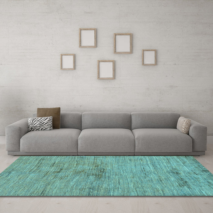 Machine Washable Abstract Light Blue Modern Rug in a Living Room, wshabs95lblu