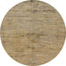 Round Abstract Dark Gold Brown Modern Rug, abs95