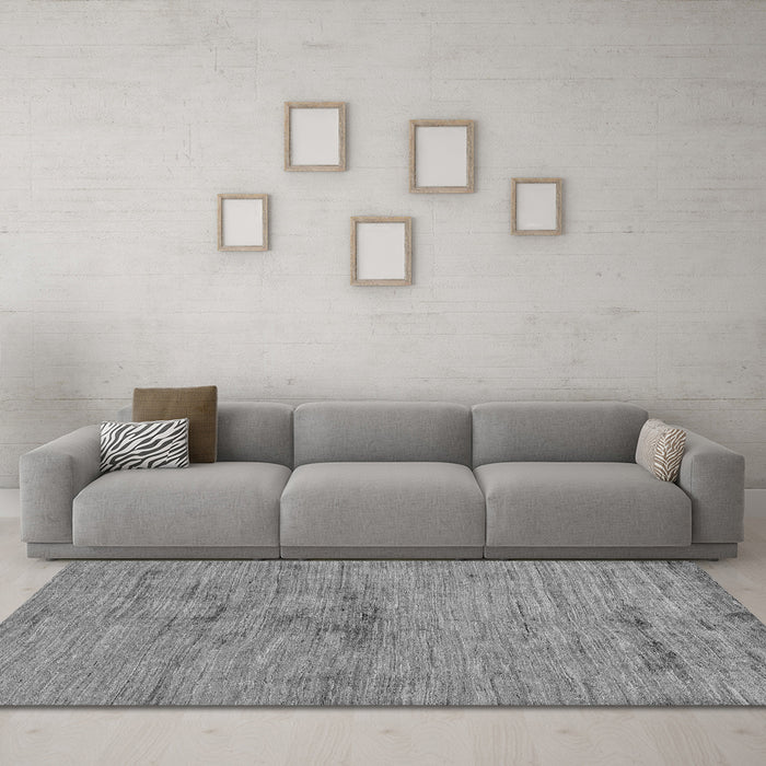 Machine Washable Abstract Gray Modern Rug in a Living Room,, wshabs95gry