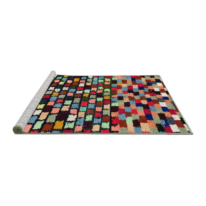Sideview of Machine Washable Abstract Vermilion Red Rug, wshabs960