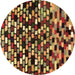 Round Machine Washable Abstract Brown Modern Rug, wshabs960brn