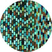 Round Abstract Turquoise Modern Rug, abs960turq