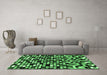 Machine Washable Abstract Emerald Green Modern Area Rugs in a Living Room,, wshabs960emgrn