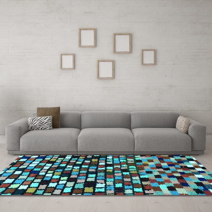 Machine Washable Abstract Light Blue Modern Rug in a Living Room, wshabs960lblu