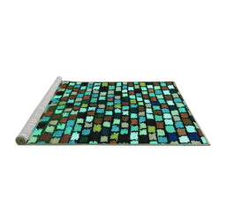 Sideview of Machine Washable Abstract Turquoise Modern Area Rugs, wshabs960turq